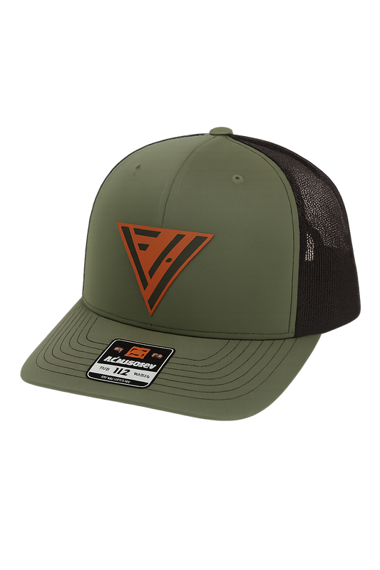 Olive VFH Leather Patch Trucker Hat