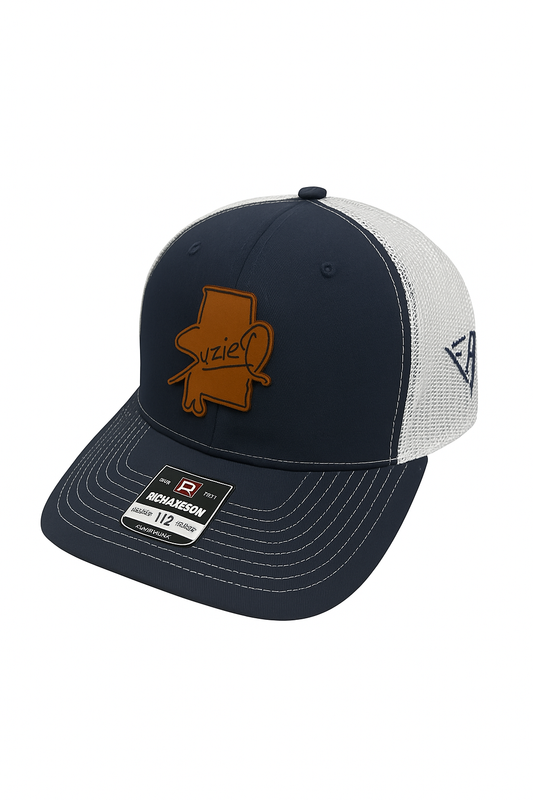 Navy SuzieQ Leather Patch Trucker Hat